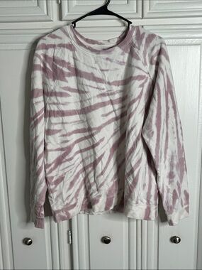Lucky Brand Pink and White Tie-Dye Crewneck Sweatshirt size XL